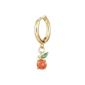 Golden apple pendant earring with orange and green cubic zirconia stones - Apple Style (Sold Individually) (EH00068)