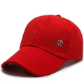 Cappellino da baseball rosso in cotone con logo ricamato e visiera cucita - Rosso