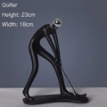 Minimalist matte black and silver golf player sculpture 23cm height figurine decor - Silver-Golf Player