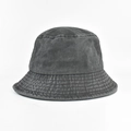 Sombrero bucket de algodón gris oscuro lavado con textura vintage y costuras en el ala - M (56-58cm) / Negro Lavado