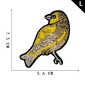 Golden yellow bird embroidery patch 7.5cm x 5.6cm bird shape iron on sewing applique - Style L-Golden Bird