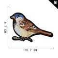 Realistic sparrow embroidery patch in M size with blue and brown threads 10.7cm x 6.7cm - Style M-Realistic Sparrow