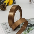 Roll of 1.5cm coffee brown satin ribbon for gift wrapping with smooth silk finish - Chocolate