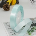 Mint green satin ribbon roll for gift wrapping and DIY crafts with silky glossy finish - Light Blue