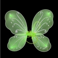 Detail of green LED butterfly wings with silver glitter patterns and glowing mesh texture - One Size / Green