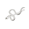 Silver alloy snake-shaped hair clip with detailed scales and green gemstone eyes - Silver Inlaid Zirconia