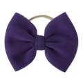 Bandeau bébé à gros nœud papillon violet foncé avec ruban beige élastique - Violet foncé