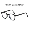 Montatura per occhiali tonda classica nero lucido con lenti anti luce blu - Montatura nero lucido
