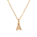 Elegant gold chain necklace featuring a sparkling crystal-encrusted letter A pendant - Letter A