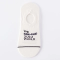 White low-cut invisible sock with black text print and striped edge detail - One Size / White Black Letter ZULU