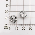 Antique silver lion head charm bead for DIY bracelets shown on a millimeter scale grid - Lion Head Style (10119)