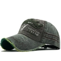Berretto da baseball vintage invecchiato con ricamo Rebel 3D e design lavato - Verde Grigio/Marrone Scuro