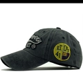 Berretto da baseball vintage in cotone grigio scuro con ricami per attività all'aperto - Nero