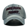 Vintage light blue washed denim baseball cap with purple America Rocky 3D embroidery - Light Blue Washed Denim