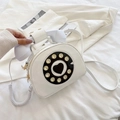 Retro vintage creative white telephone shaped crossbody bag with rotary dial detail - White