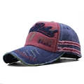 Berretto vintage rosso e blu navy con ricamo Rock Rebel e dettagli in stile retrò - Regolabile / Giunzione Rosso e Blu Navy