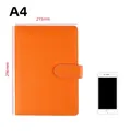 Orangefarbenes A4-Notizbuch aus Kunstleder mit Schnallenverschluss und weißer Naht - A4 / Aprikose
