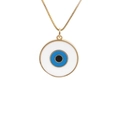 Detailed view of evil eye necklace with gold-plated chain and zircon evil eye pendant - Simple Enamel Evil Eye (A0473YS)