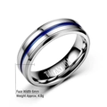 Detail of 6mm titanium ring with blue enamel inlay and internal laser engraving - US 6 / Women's Silver with Blue