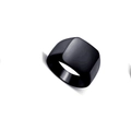 Polished black square signet ring for men made of durable titanium steel material - US 6 / Black