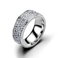 Luxurious silver titanium steel ring with five rows of sparkling rhinestones for women - US 6 / Silver 5-Row Rhinestones