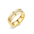 Polished gold stainless steel ring featuring a row of sparkling inset cubic zirconia gems - US 5 / Gold With Cubic Zirconia