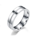 Minimalist silver stainless steel double band ring with sparkling crystal inlay - US 6 / Silver Without Diamond