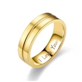 Polierter goldener Titanstahlring mit Mittelrille und I Love You Gravur für Paare - US 5 / Gold Ohne Diamant