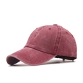 Vintage washed wine red cotton baseball cap with a classic six-panel design and curved brim - S(54-56cm) / Burgundy
