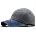 Retro washed baseball cap featuring a grey crown and blue brim contrast design - Adjustable / Grey with Navy Brim