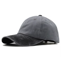 Vintage washed cotton baseball cap in two-tone grey and charcoal with curved brim - Adjustable / Grey with Black Brim