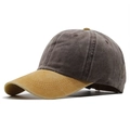Vintage washed baseball cap with dark grey crown and contrasting mustard yellow brim - Adjustable / Brown with Orange Brim