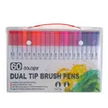 Set of 60 colors dual tip watercolor markers in transparent storage box with handle - 60 Colors Set (White Barrel)