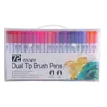 Set de 72 feutres aquarellables à double pointe pinceau et fine dans une boîte de transport - Ensemble 72 Couleurs (Corps Blanc)