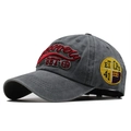 Dark grey washed cotton baseball cap with 3ET embroidery and curved brim style - Adjustable / Gray