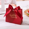 Elegant red wedding gift box with a silk bow and golden Wedding Ceremony lettering - Small / Red Wedding Ceremony (Wine Red Ribbon)
