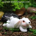 Figura de conejo blanco de resina para paisajes de suculentas y decoración de jardín - Conejo Tumbado