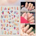 Macro detail of R329 ultra-thin 3D colorful graffiti art nail stickers on mannequin hands - R329 Graffiti Contrast Color