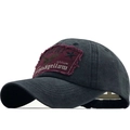 Cappellino da baseball vintage in cotone lavato con toppa ricamata e motivo aquila - Nero