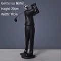 Modern black golf player figurine with matte finish and metallic accents, height 29cm - Silver-Gentleman Golf