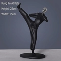 Modern black kung fu sculpture with silver head and round base, 25cm height - Silver-Kung Fu Athlete