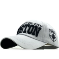Light gray cotton baseball cap with blue Boston embroidery and side shield patch detail - Adjustable / White