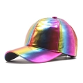 Holographic rainbow baseball cap with colorful metallic finish and curved brim - Adjustable / Colorful