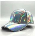 Holografische Baseballkappe mit regenbogenfarbenem, metallischem Glanz - Verstellbar / Silber
