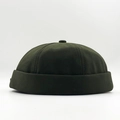 Gorro docker retro verde oliva en lona con costuras de calidad y diseño de borde enrollado - Talla Única (54-58CM) / Verde