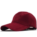 Detail of dark burgundy faux suede baseball cap showing premium soft velvet texture - Adjustable / Burgundy