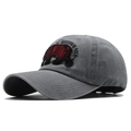 Washed dark gray baseball cap with National Park bear embroidery in a 45-degree view - Gray