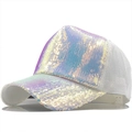 Cappello da baseball estivo da donna con paillettes colorate e rete bianca traspirante - Regolabile / Argento