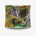 Square pillowcase featuring a vibrant waterfall and autumn forest landscape print - Gt110062 / 73X95CM (Brushed Fabric)