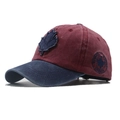 Vintage burgundy baseball cap with navy blue brim and Canada maple leaf patch - Adjustable / Wine Red/Navy Brim